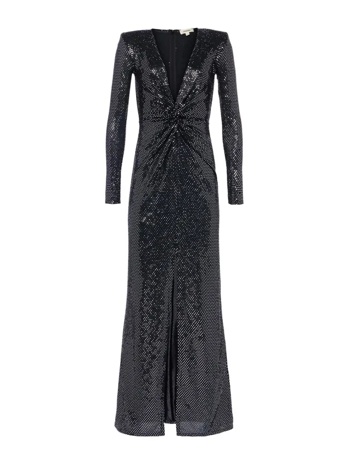 L039Agence Dresses and Jumpsuits Women Rosetta Sequin TwistFront Dress Blacksilver L039Agence Dresses and Jumpsuits Women Rosetta Sequin TwistFront Dress Blacksilver
