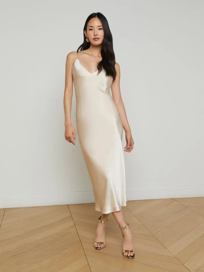L039Agence Dresses and Jumpsuits Women Seridie Silk Slip Dress Champagne