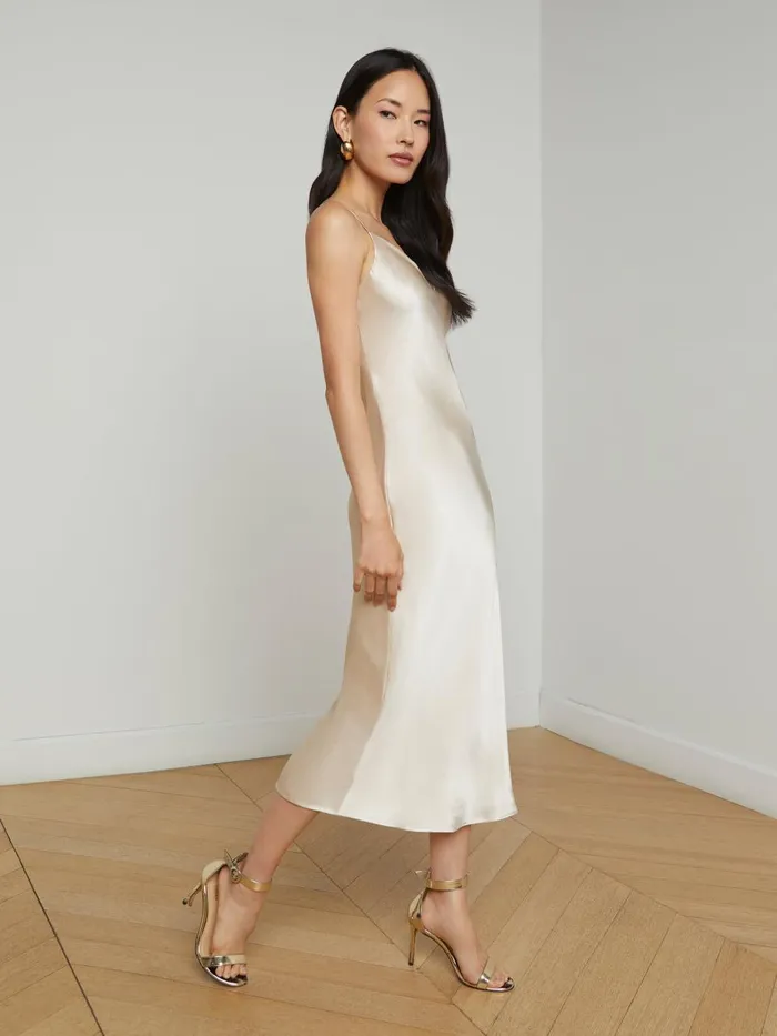 L039Agence Dresses and Jumpsuits Women Seridie Silk Slip Dress Champagne L039Agence Dresses and Jumpsuits Women Seridie Silk Slip Dress Champagne