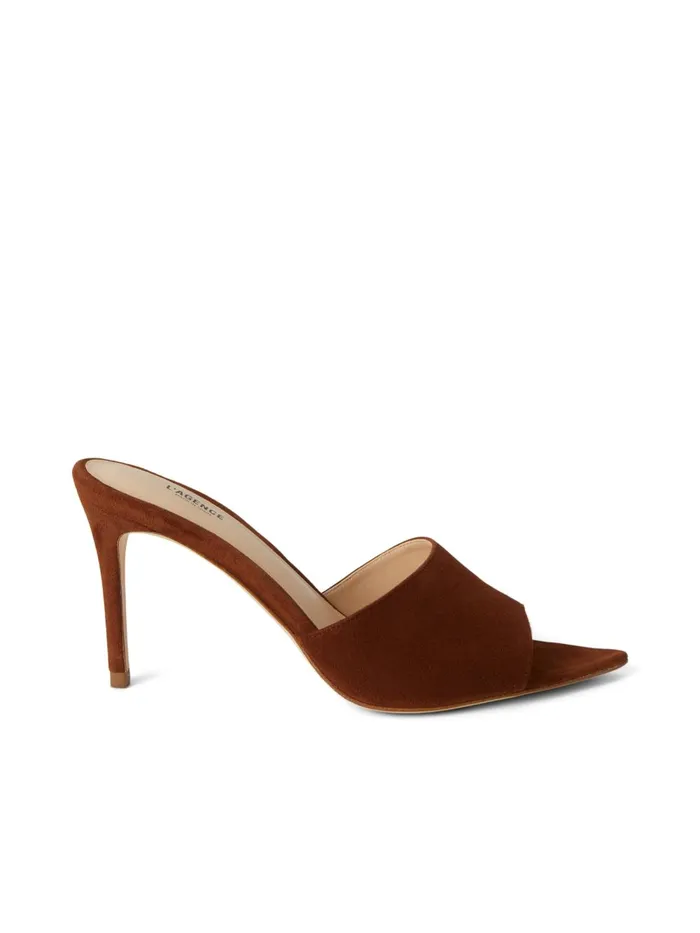 L039Agence Heels Women Lolita Suede OpenToe Mule Buckskin Suede