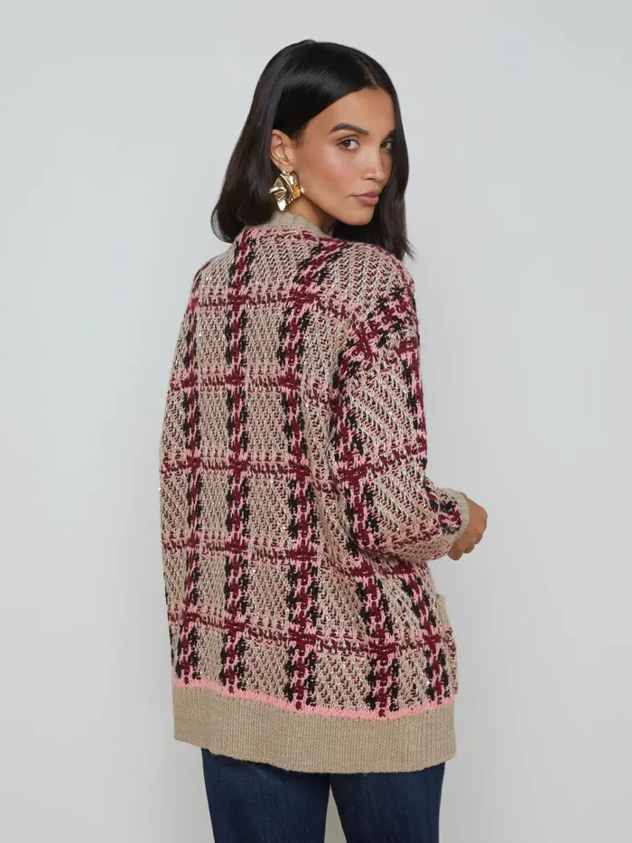 L039Agence Knitwear Women Macie Cardigan Naturalpinkburgundyblack Sequin L039Agence Knitwear Women Macie Cardigan Naturalpinkburgundyblack Sequin