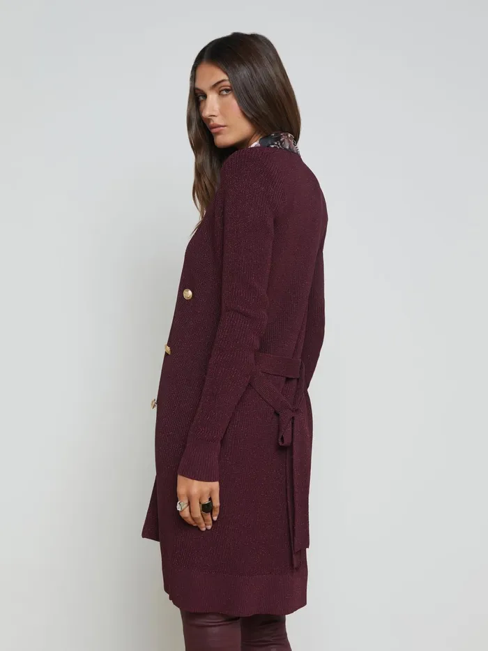L039Agence Knitwear Women Noe DoubleBreasted Cardigan Dark Wine L039Agence Knitwear Women Noe DoubleBreasted Cardigan Dark Wine