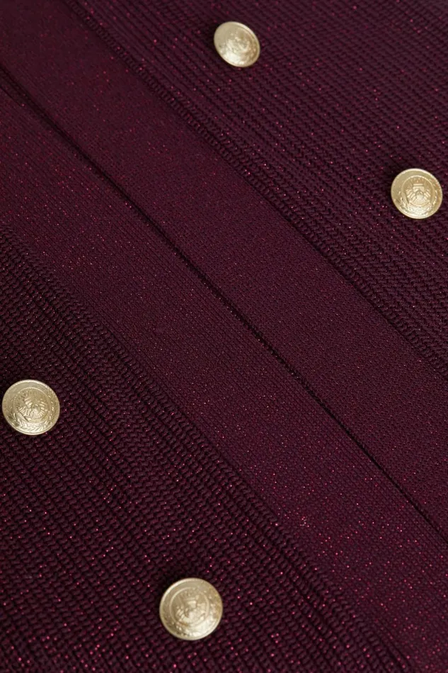 L039Agence Knitwear Women Noe DoubleBreasted Cardigan Dark Wine L039Agence Knitwear Women Noe DoubleBreasted Cardigan Dark Wine