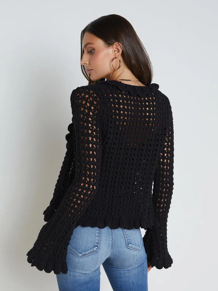 L039Agence Knitwear Women Solaris Crocheted Cardigan Black L039Agence Knitwear Women Solaris Crocheted Cardigan Black