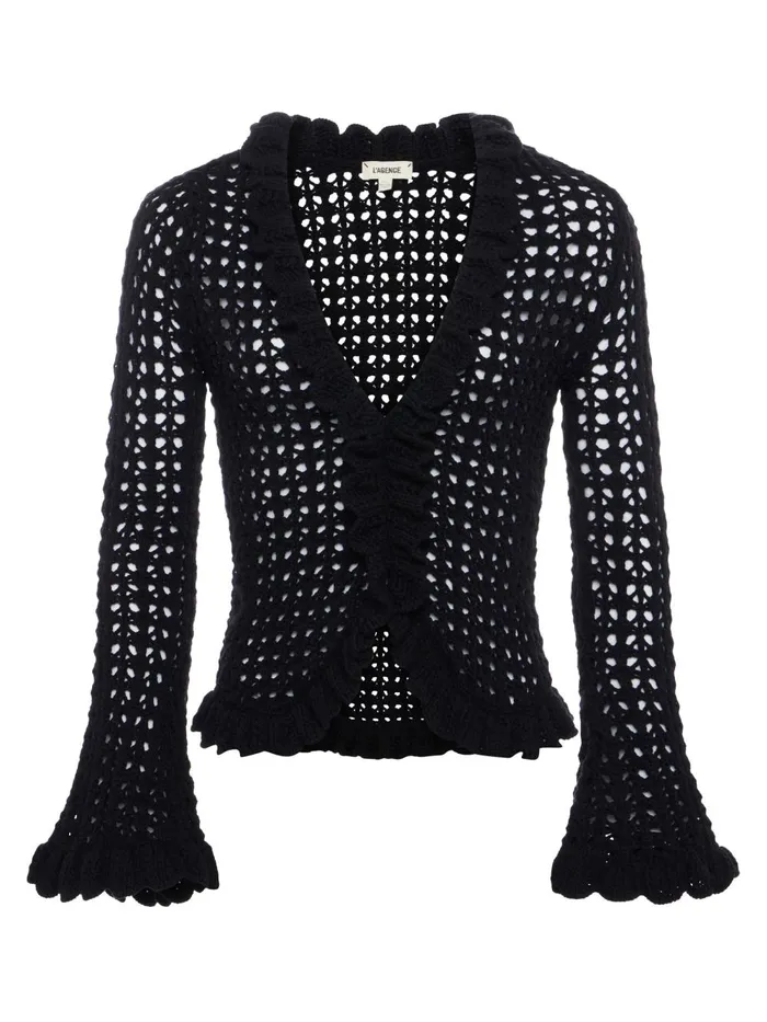 L039Agence Knitwear Women Solaris Crocheted Cardigan Black L039Agence Knitwear Women Solaris Crocheted Cardigan Black