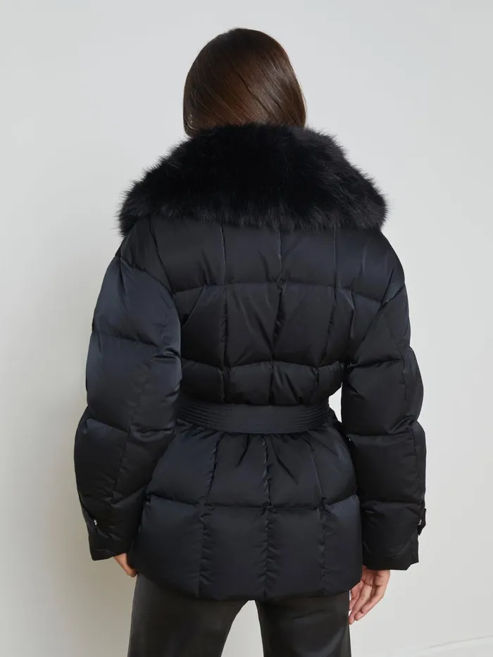 L039Agence Outerwear Women Vail Faux Fur Down Coat Black L039Agence Outerwear Women Vail Faux Fur Down Coat Black