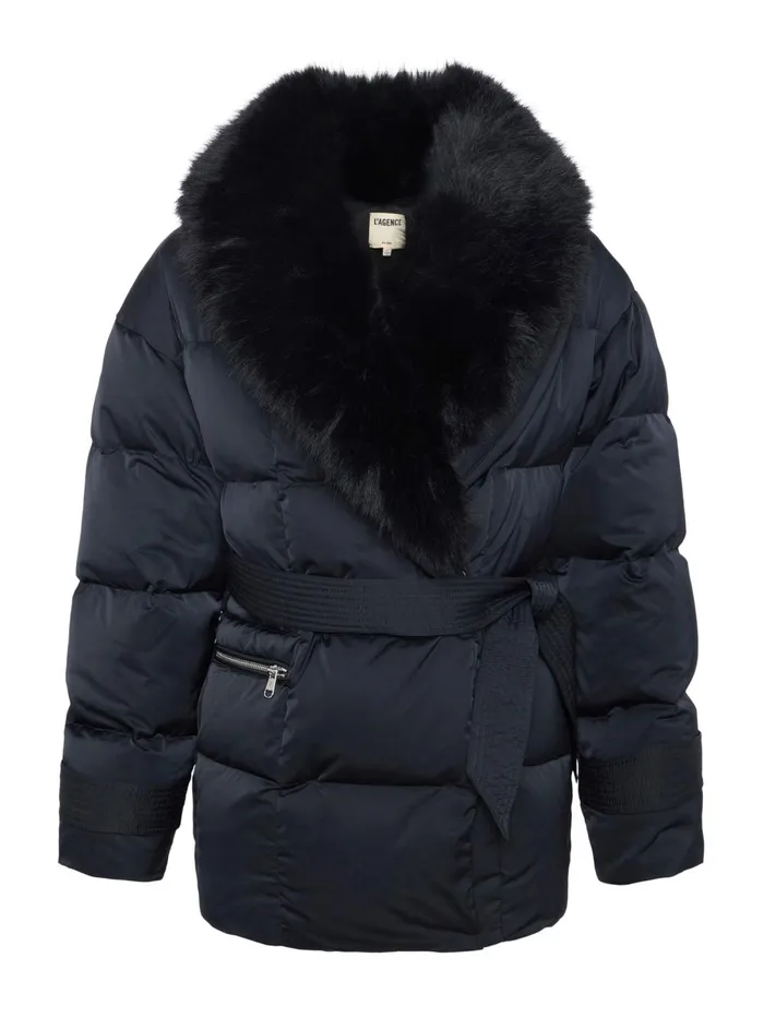 L039Agence Outerwear Women Vail Faux Fur Down Coat Black L039Agence Outerwear Women Vail Faux Fur Down Coat Black