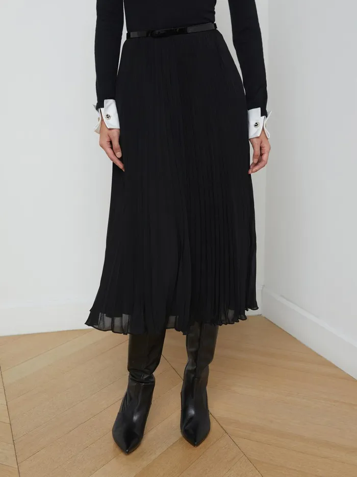 L039Agence Skirts Women Fernanda Pleated Skirt Black L039Agence Skirts Women Fernanda Pleated Skirt Black