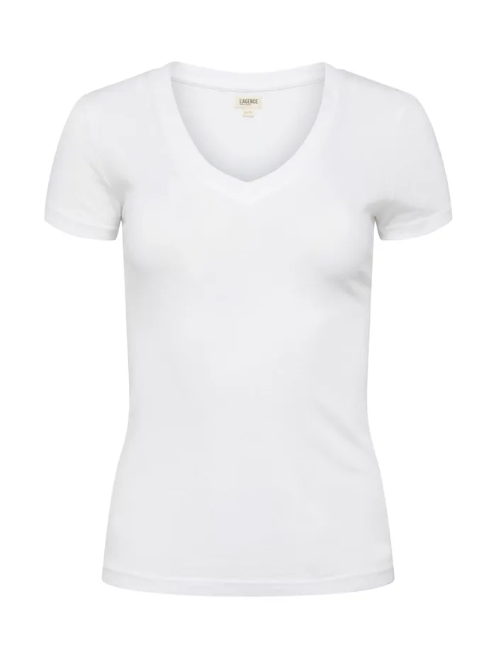 L039Agence Tees Women Becca Cotton VNeck Tee White L039Agence Tees Women Becca Cotton VNeck Tee White