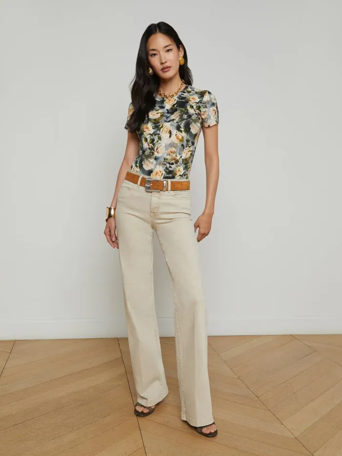 L039Agence Tees Women Ressi Fitted Tee Multi Distressed Floral L039Agence Tees Women Ressi Fitted Tee Multi Distressed Floral