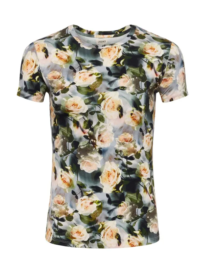 L039Agence Tees Women Ressi Fitted Tee Multi Distressed Floral L039Agence Tees Women Ressi Fitted Tee Multi Distressed Floral