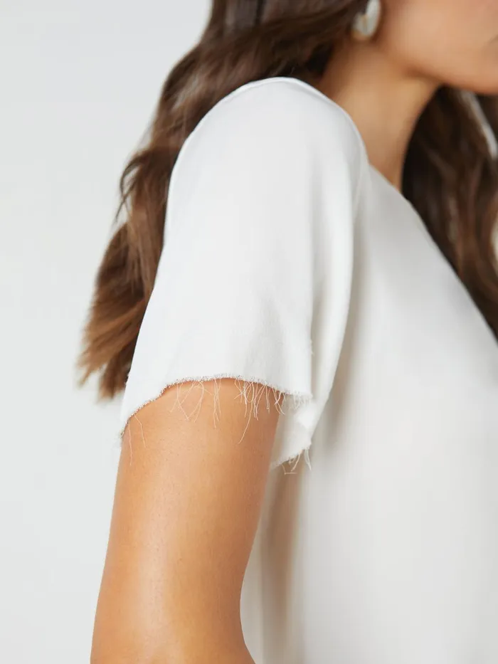 L039Agence Tees Women Suzette Silk RawHem Tee White L039Agence Tees Women Suzette Silk RawHem Tee White