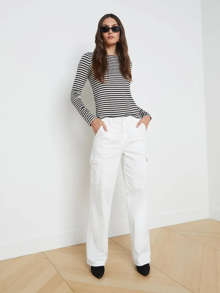 L039Agence Tees Women Tess Long Sleeve Tee Blackwhite Stripe L039Agence Tees Women Tess Long Sleeve Tee Blackwhite Stripe