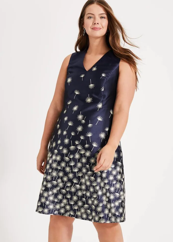 Laurie Jacquard Dress Navy Women Phase Eight Dresses