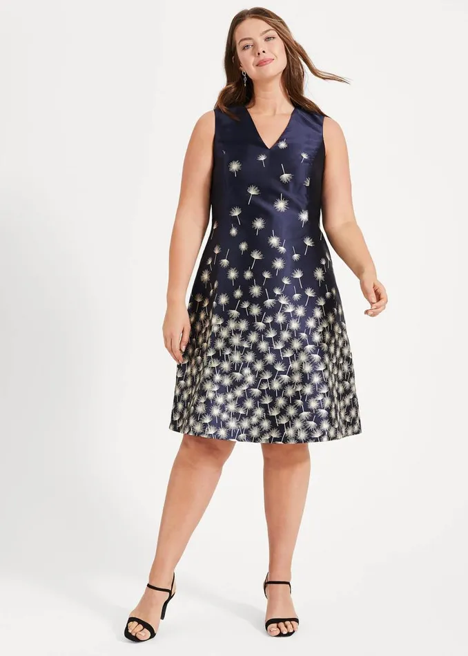Laurie Jacquard Dress Navy Women Phase Eight Dresses