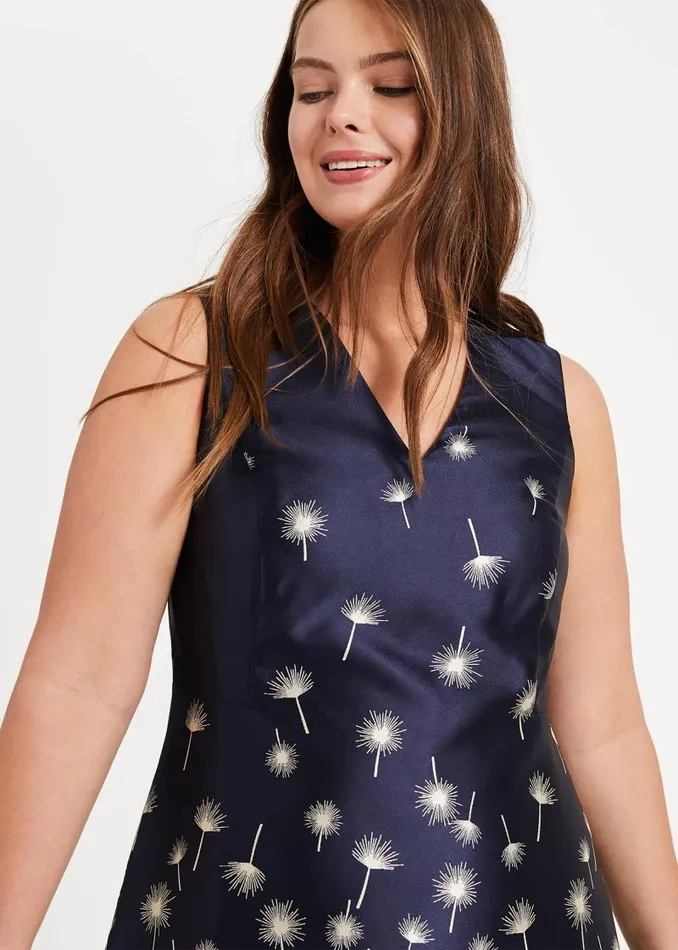 Laurie Jacquard Dress Navy Women Phase Eight Dresses