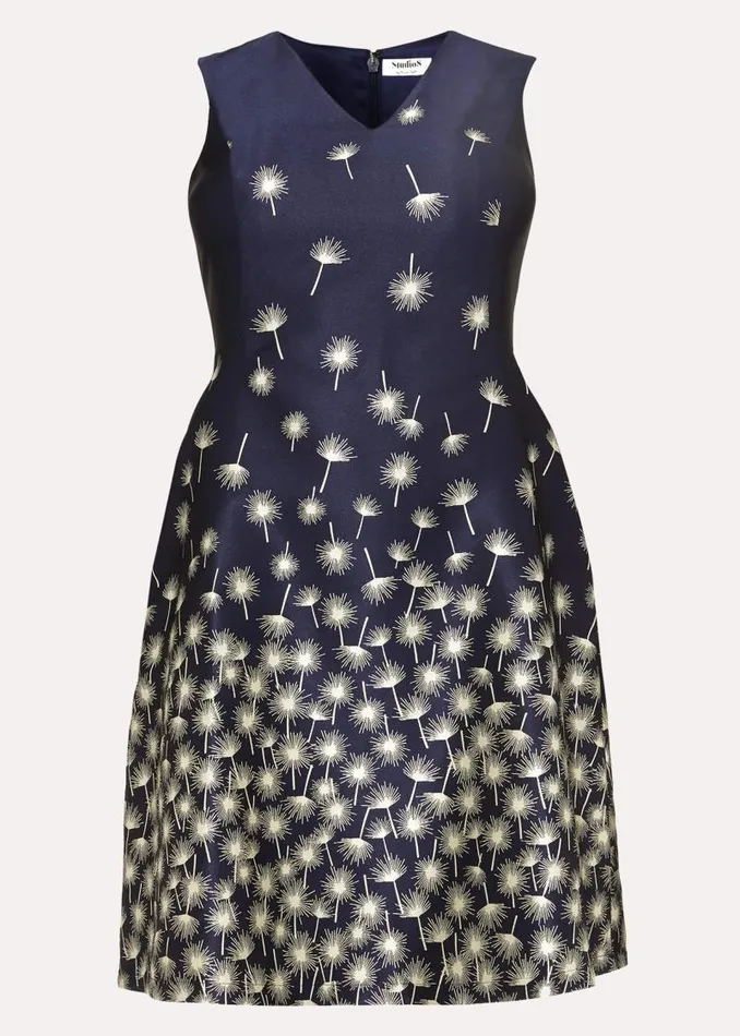 Laurie Jacquard Dress Navy Women Phase Eight Dresses