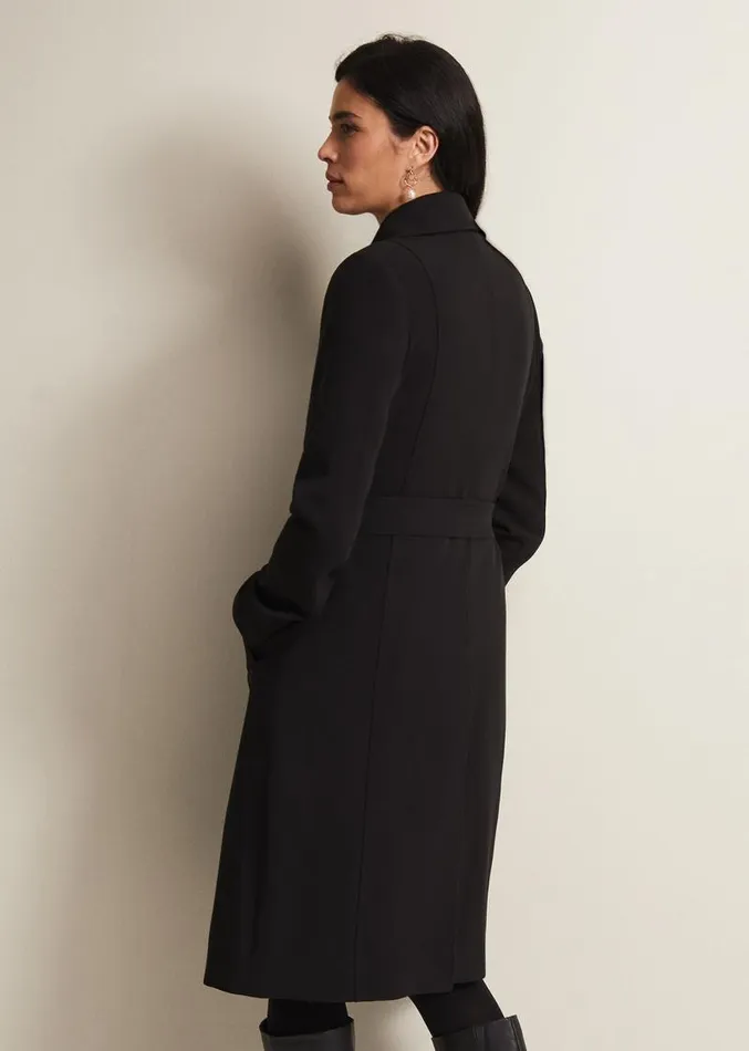 Layana Black Smart Trench Coat Black Women Phase Eight Coats