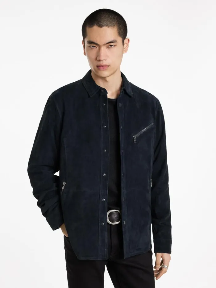 Leather Jackets Men John Varvatos KADD SHIRT JACKET Black
