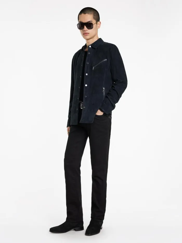 Leather Jackets Men John Varvatos KADD SHIRT JACKET Black