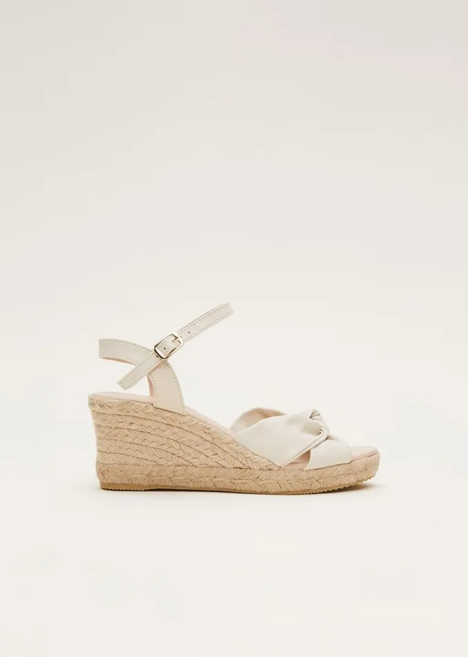 Leather Knot Front Espadrilles Ivory Women Phase Eight Heels