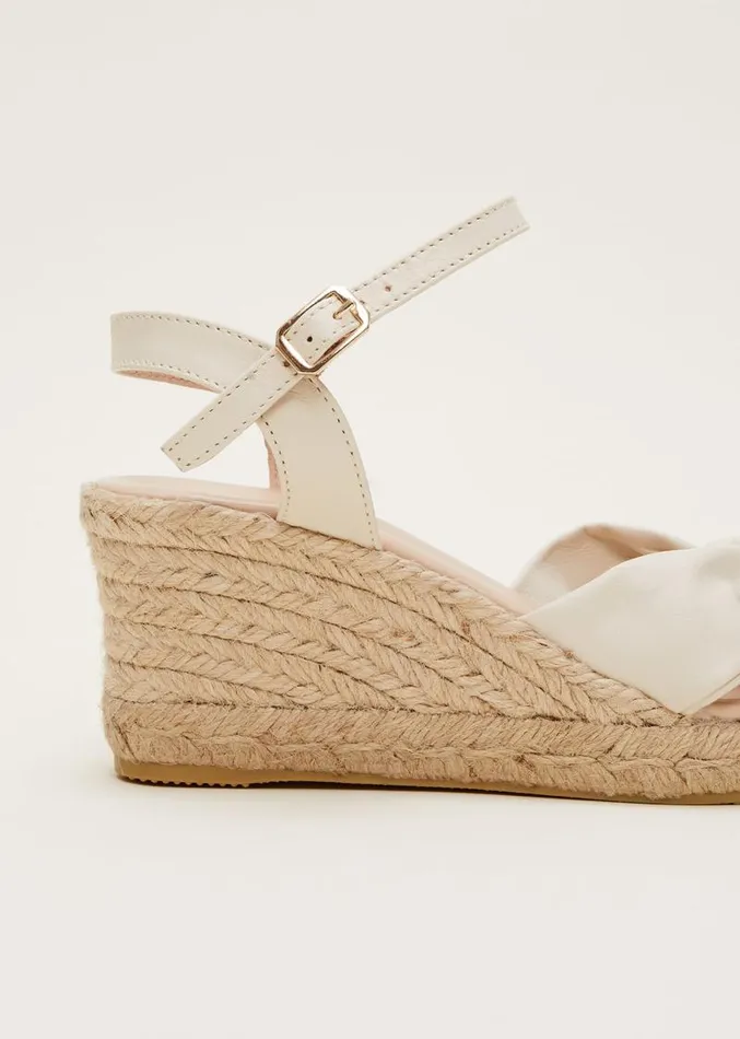 Leather Knot Front Espadrilles Ivory Women Phase Eight Heels