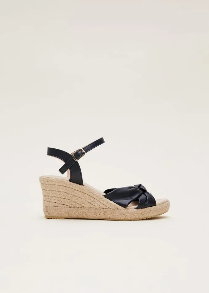 Leather Knot Front Espadrilles Navy Women Phase Eight Heels