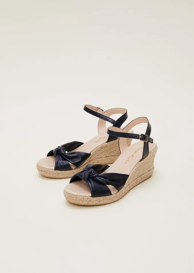 Leather Knot Front Espadrilles Navy Women Phase Eight Heels