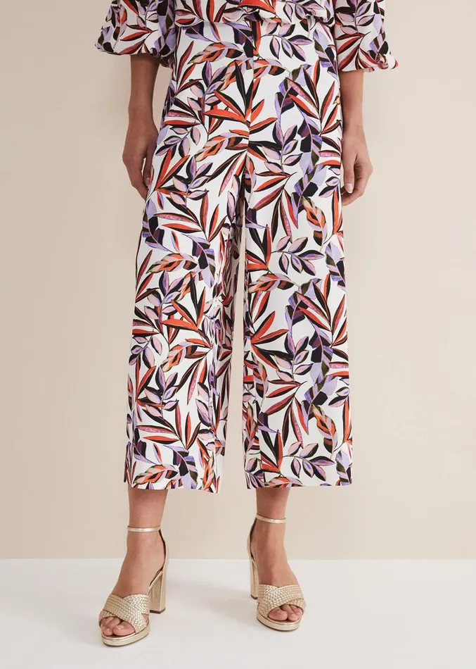 Lois Leaf Print Culottes Multicoloured Women Phase Eight Trousers