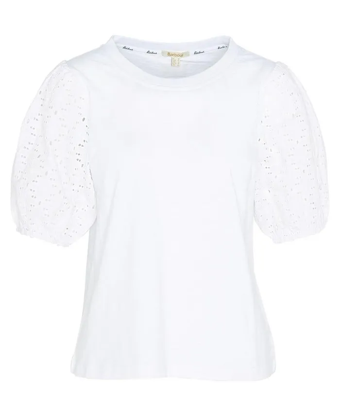 Longfield PuffSleeve TShirt Classic White Women Barbour TShirts