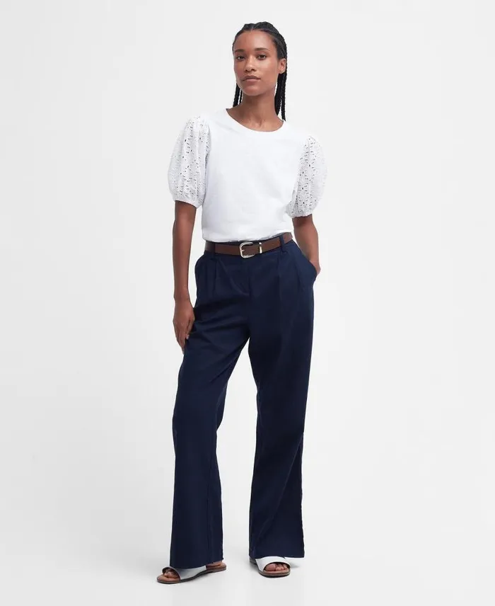 Longfield PuffSleeve TShirt Classic White Women Barbour TShirts