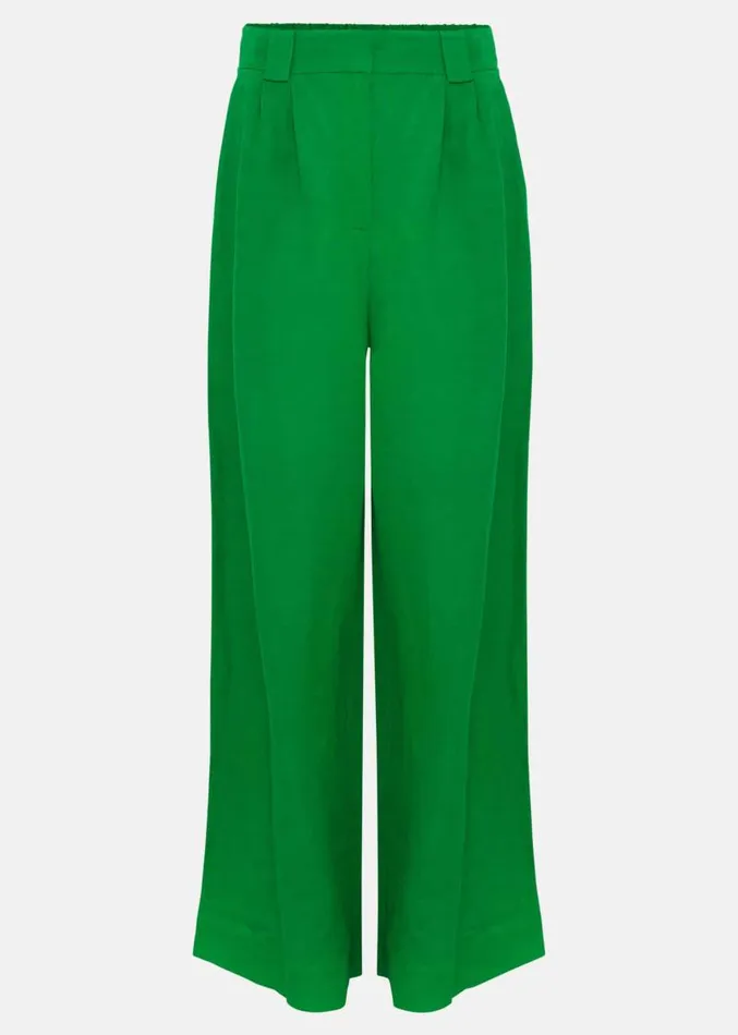 Lottie Linen Wide Leg Trousers Green Women Phase Eight Trousers