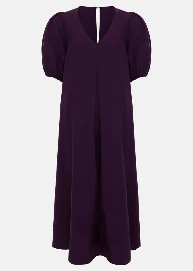 Lotty Puff Sleeve Midi Dress Purple Women Phase Eight Dresses