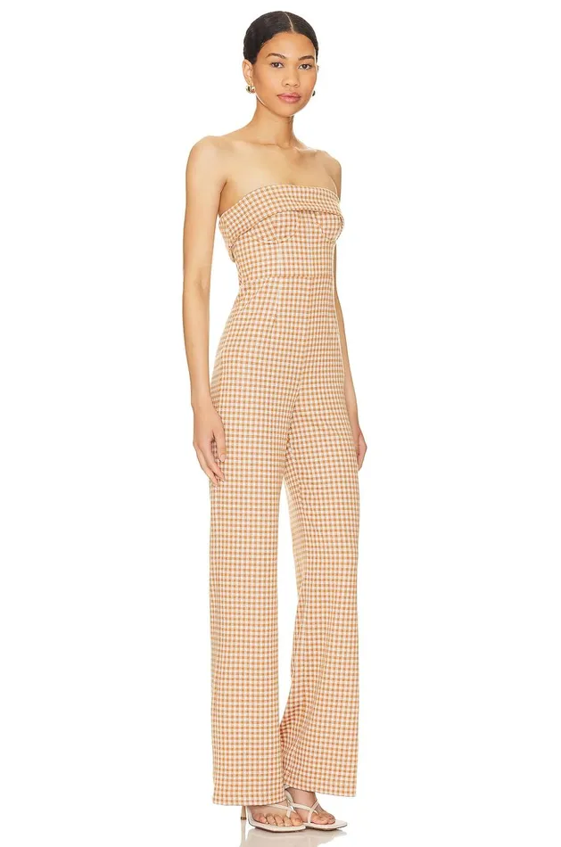 Lovers and Friends Jumpsuits Women Chelsea Jumpsuit Brown and White Lovers and Friends Jumpsuits Women Chelsea Jumpsuit Brown and White