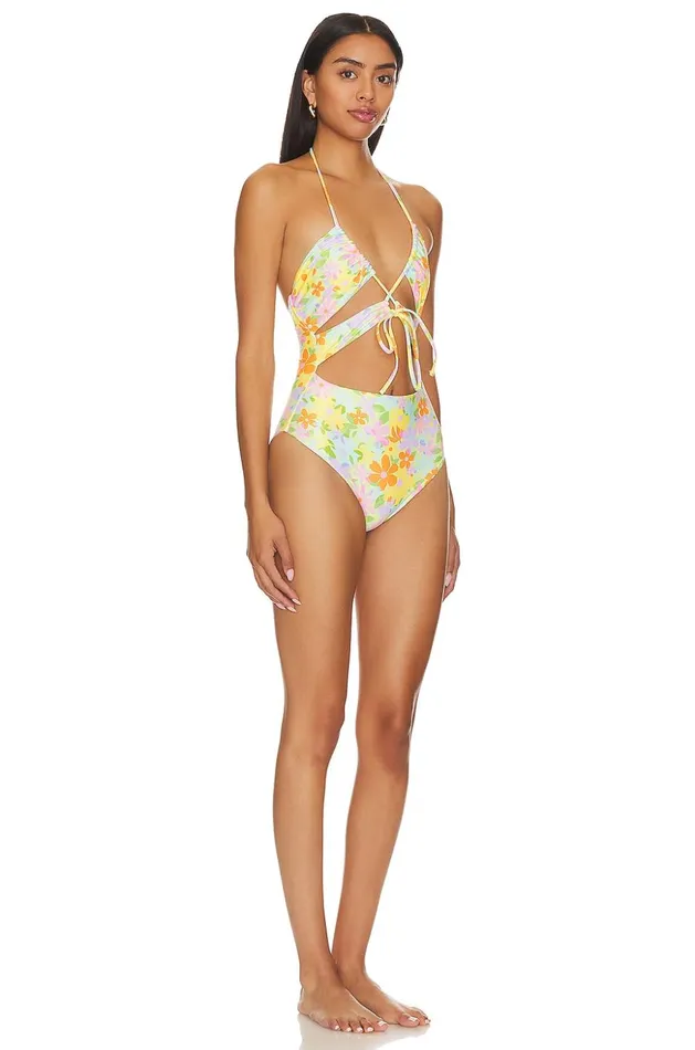 Lovers and Friends Swimsuits and CoverUps Women Aliah One Piece Green Blooms Lovers and Friends Swimsuits and CoverUps Women Aliah One Piece Green Blooms