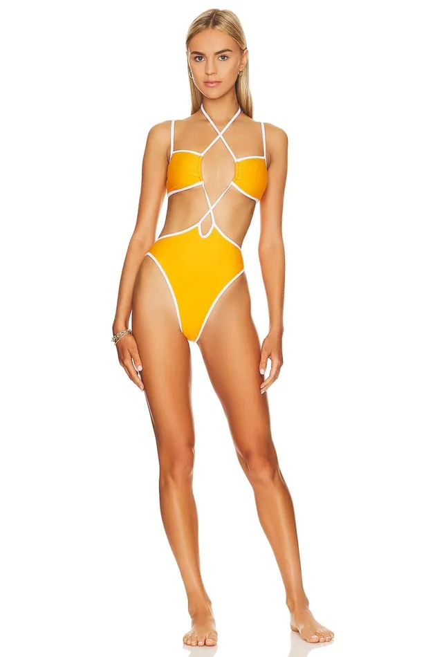 Lovers and Friends Swimsuits and CoverUps Women Out Of Time One Piece Orange and White
