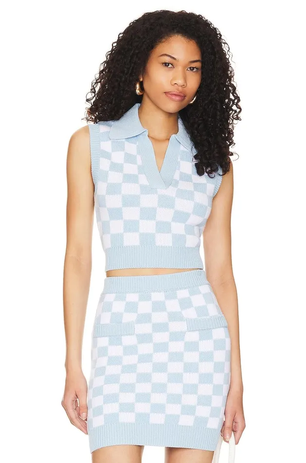 Lovers and Friends Tops Women Eliada Checkered Top Blue and White