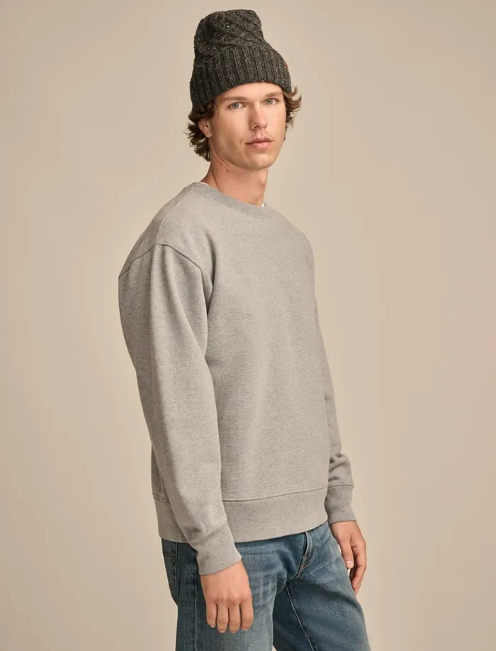 Lucky Brand Activewear Men Relaxed Fleece Crew Heather Grey