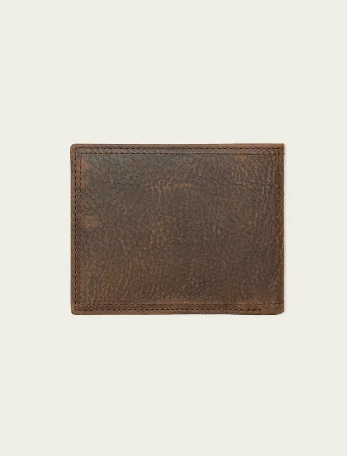 Lucky Brand Bags and Wallets Men Double Stitched Leather Bifold Wallet Dark Brown
