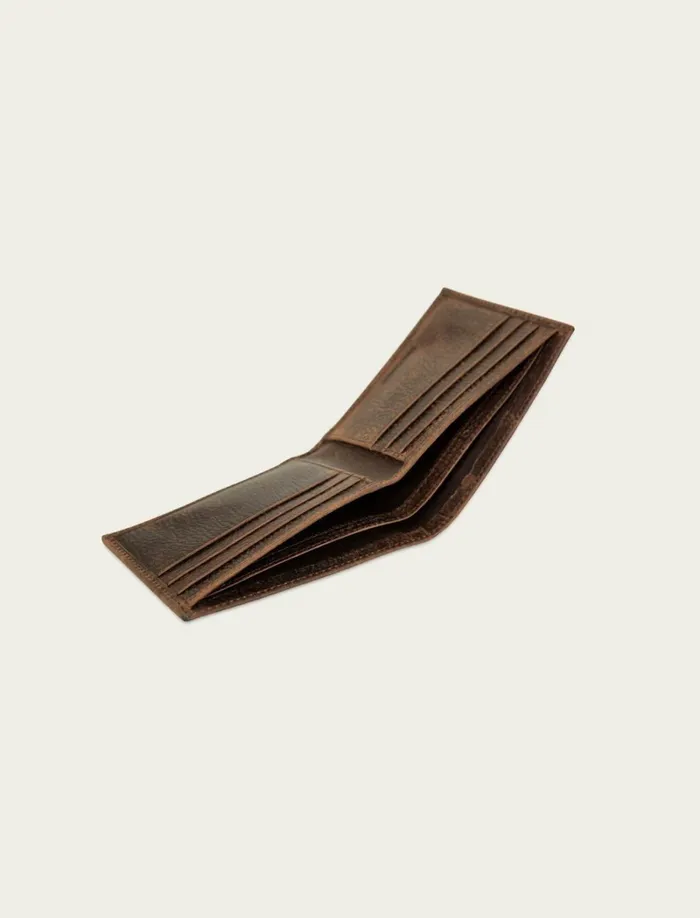 Lucky Brand Bags and Wallets Men Double Stitched Leather Bifold Wallet Dark Brown