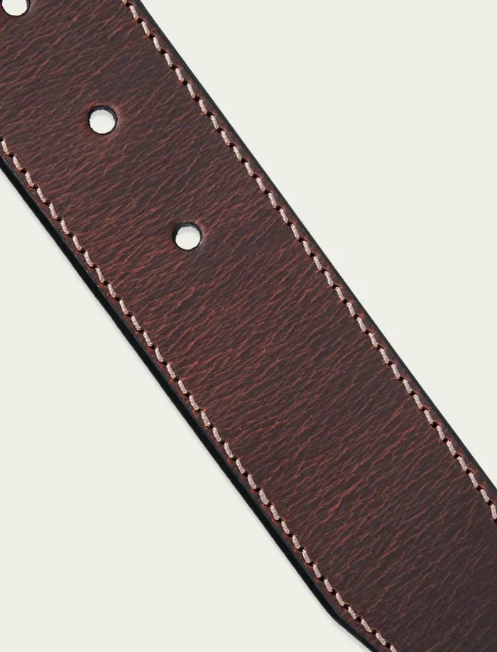 Lucky Brand Belts Men Leather Jean Belt With Metal And Leather Keeper Dark Brown