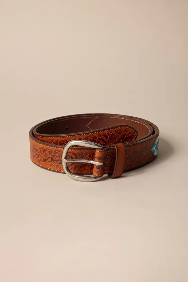 Lucky Brand Belts Women Beaded Strap Leather Belt Brown