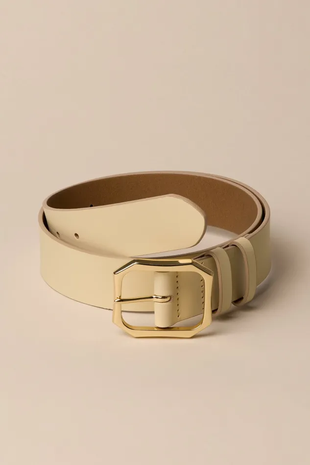 Lucky Brand Belts Women High Shine Buckle Belt English Cream