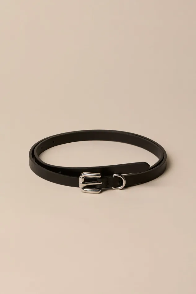 Lucky Brand Belts Women Skinny Leather Roller Belt Black