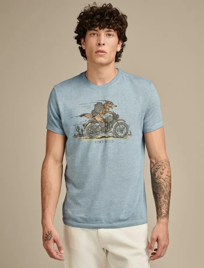 Lucky Brand Graphic Tees Men Coyote Biker Tee Allure
