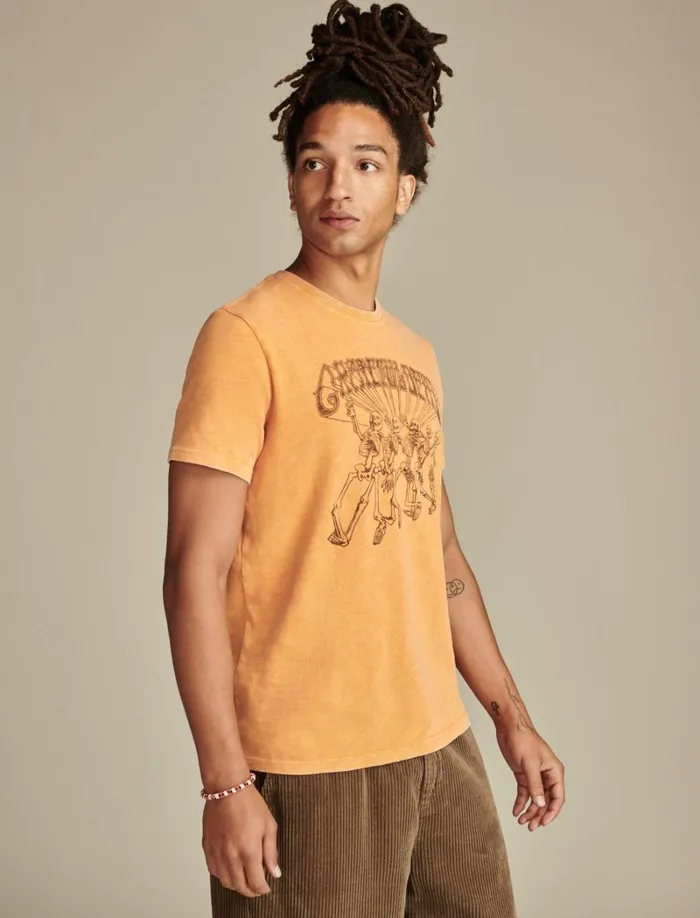 Lucky Brand Graphic Tees Men Grateful Dead Skeletons Amber Glow