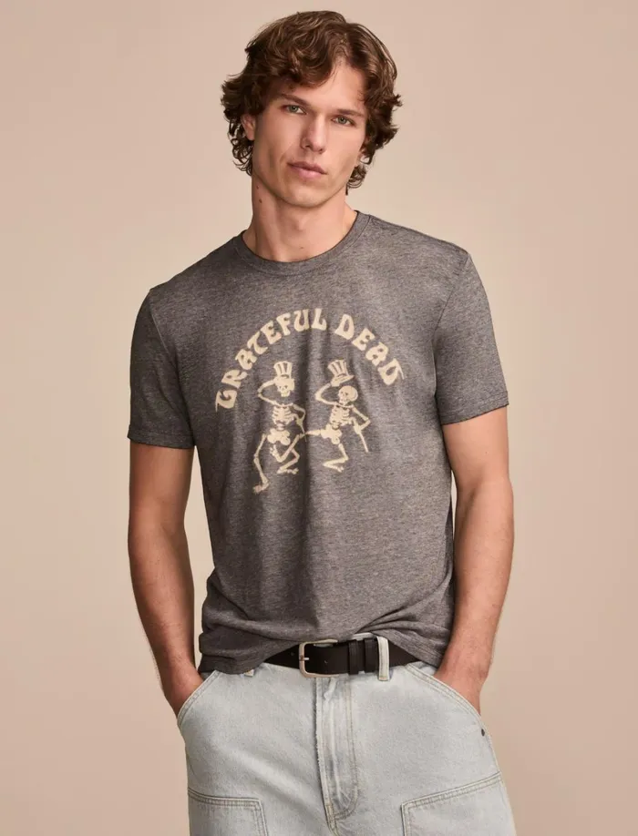 Lucky Brand Graphic Tees Men Grateful Dead Skeletons Jet Black