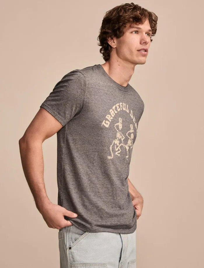 Lucky Brand Graphic Tees Men Grateful Dead Skeletons Jet Black