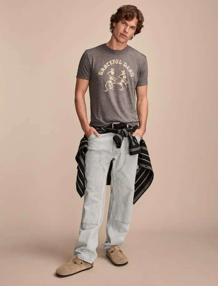 Lucky Brand Graphic Tees Men Grateful Dead Skeletons Jet Black