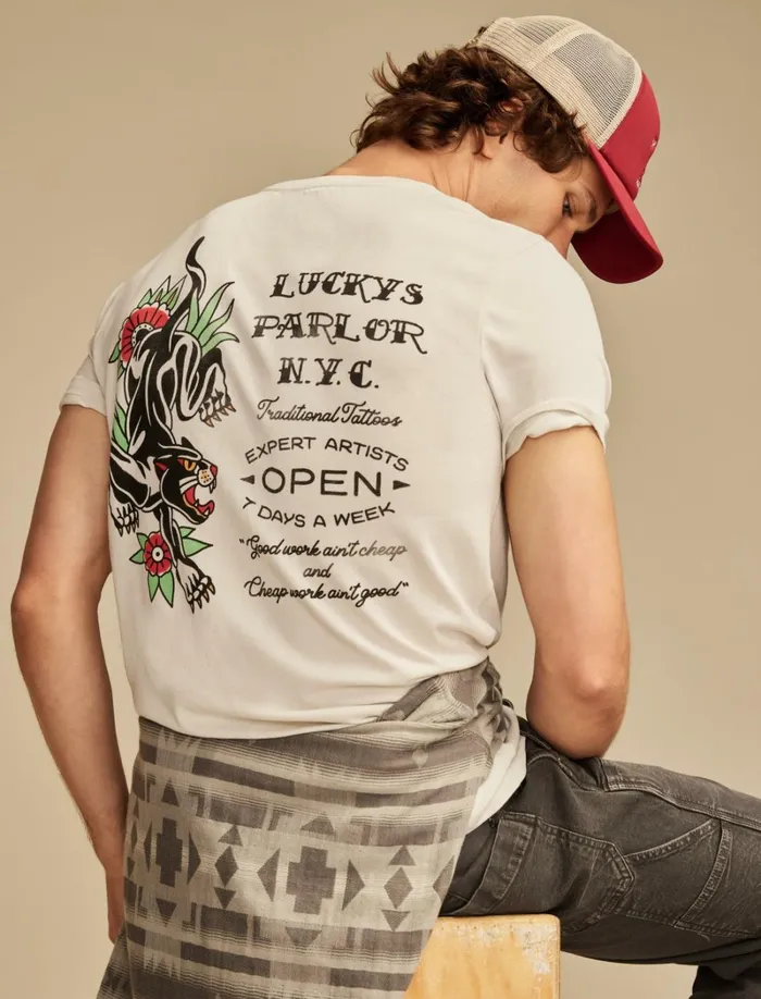 Lucky Brand Graphic Tees Men Luckys Tattoo Dawn Blue